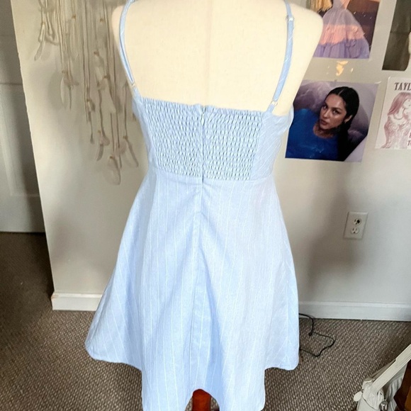 Lulu's Sky Blue Button-Front Mini Dress - Picture 3 of 5